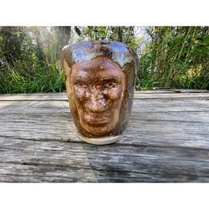 Vintage Creepy Man Face Art Pottery Coffee/tea mug cup